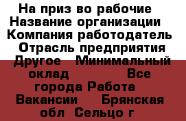 На приз-во рабочие › Название организации ­ Компания-работодатель › Отрасль предприятия ­ Другое › Минимальный оклад ­ 30 000 - Все города Работа » Вакансии   . Брянская обл.,Сельцо г.